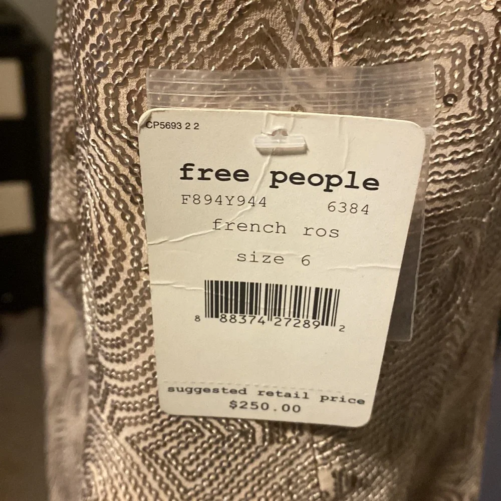 NWT FREE PEOPLE  Paris Rock Sequin French ROSE DRESS